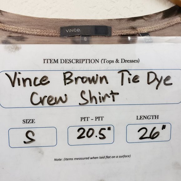 Vince Women's Crew Brown & Tan Tie Dye Splatter Pocket Folded Oversize Shirt S - Picture 16 of 16